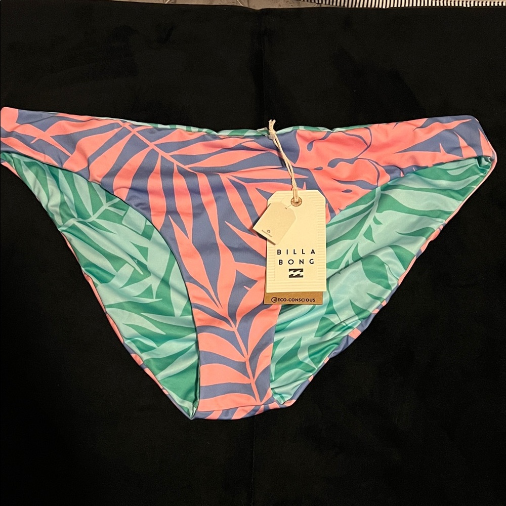 Billabong Pink and Green Bikini Bottom